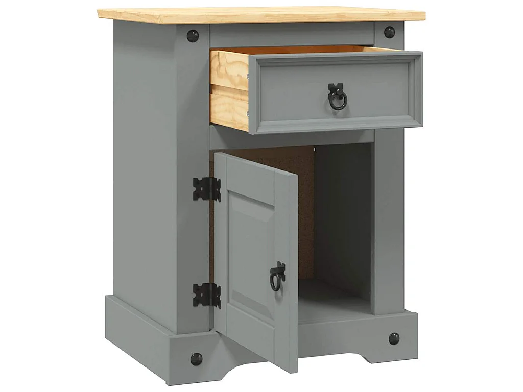 Table de chevet Gamme Corona pin mexicain Gris 53x39x67 cm