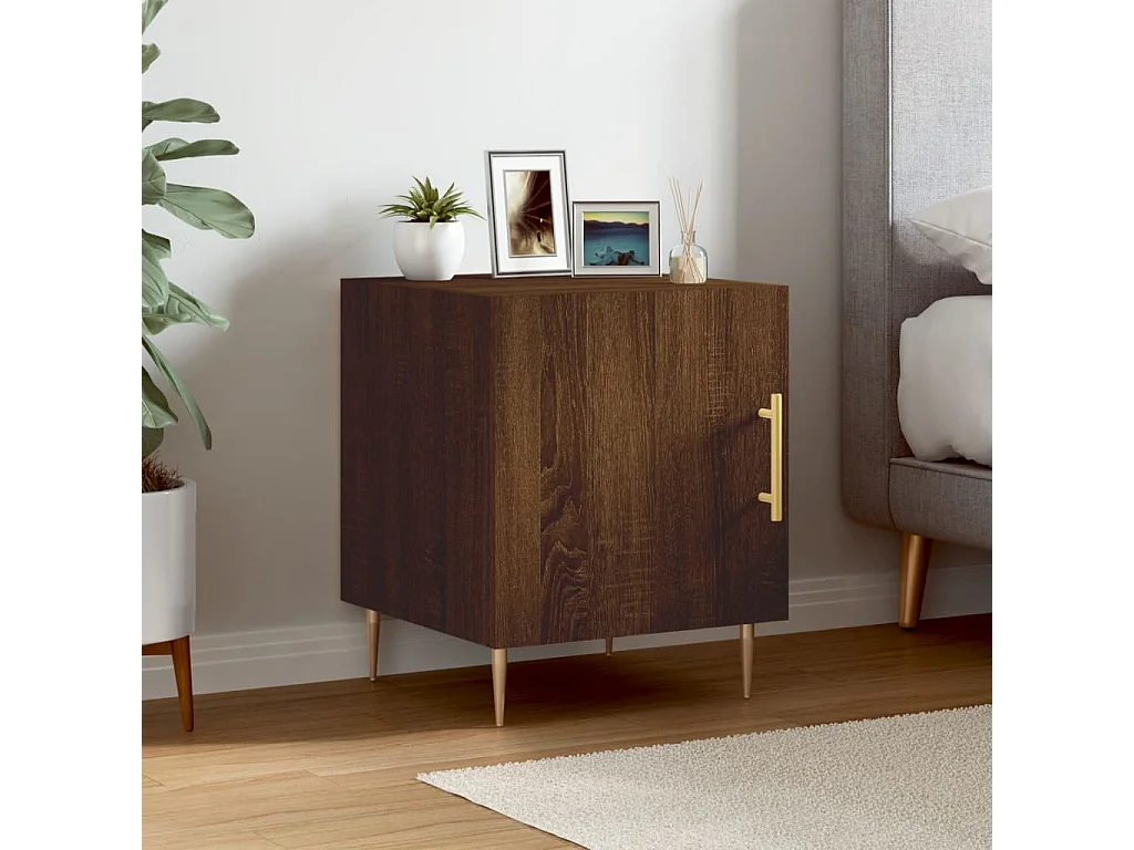 Comodino Rovere Marrone 40x40x50 cm in Legno Multistrato