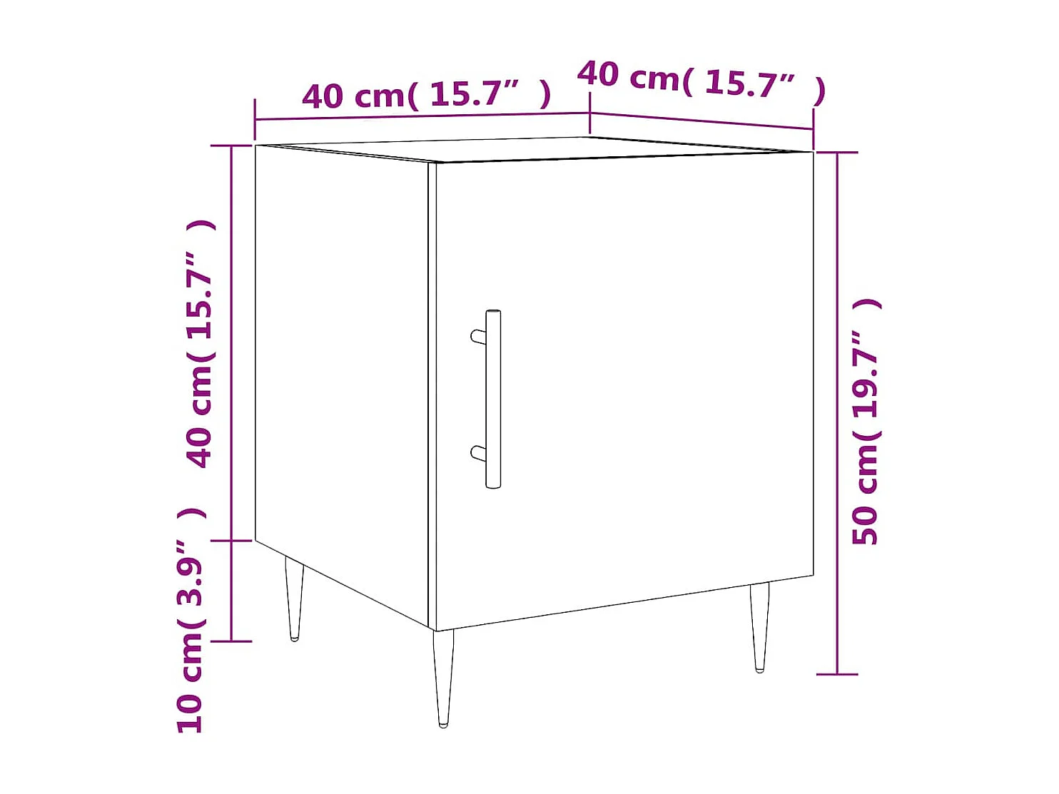 Comodino Rovere Marrone 40x40x50 cm in Legno Multistrato