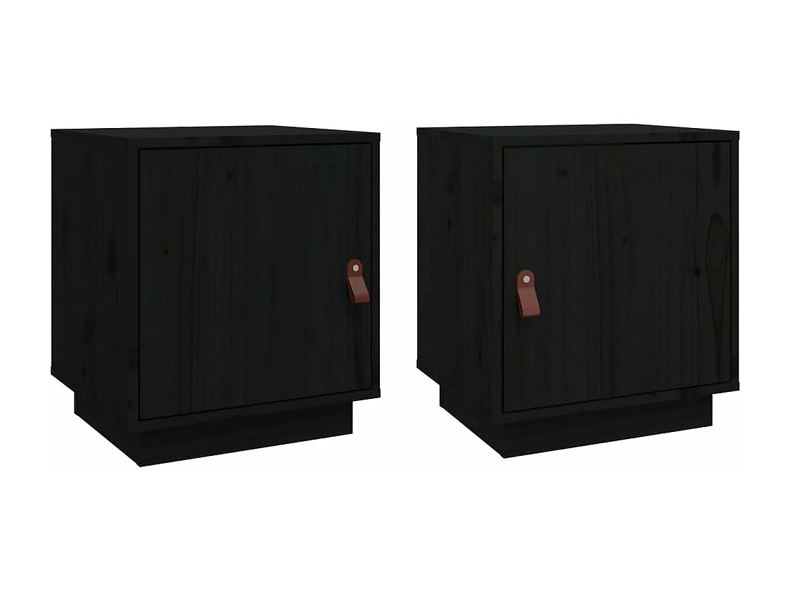 Nachttische 2 Stk. Schwarz 40x34x45 cm Massivholz Kiefer