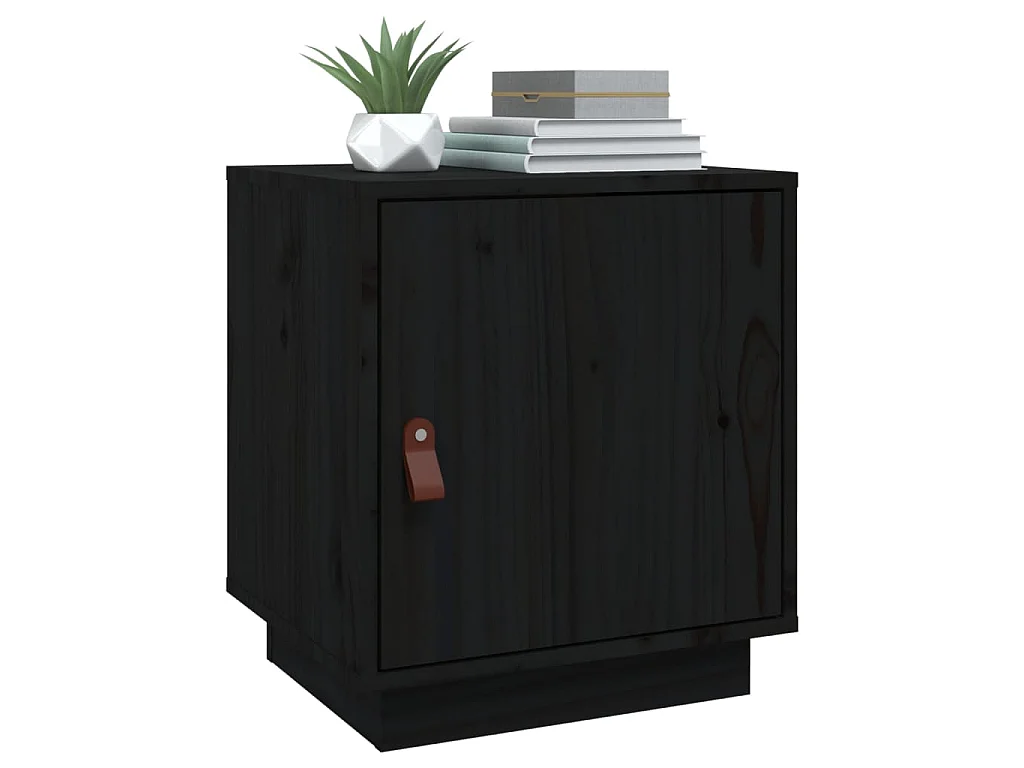 Nachttische 2 Stk. Schwarz 40x34x45 cm Massivholz Kiefer