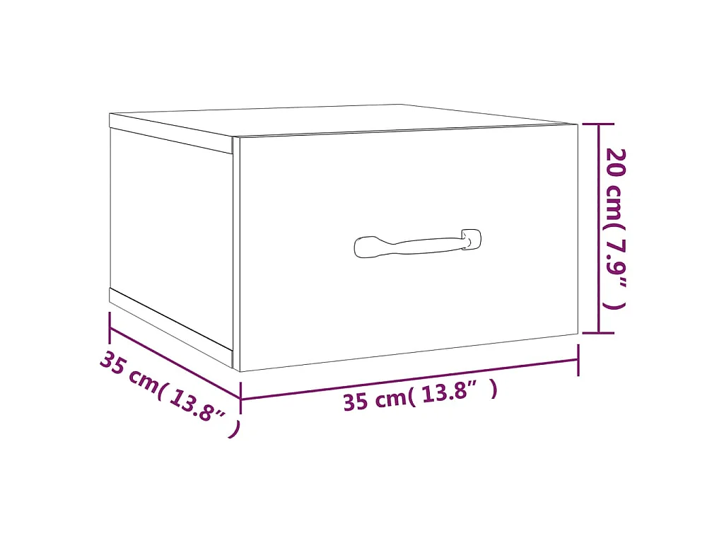 Table de chevet murale Sonoma gris 35x35x20 cm