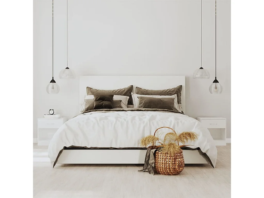 Comodini 2 pz con Cassetto in Bianco Lucido