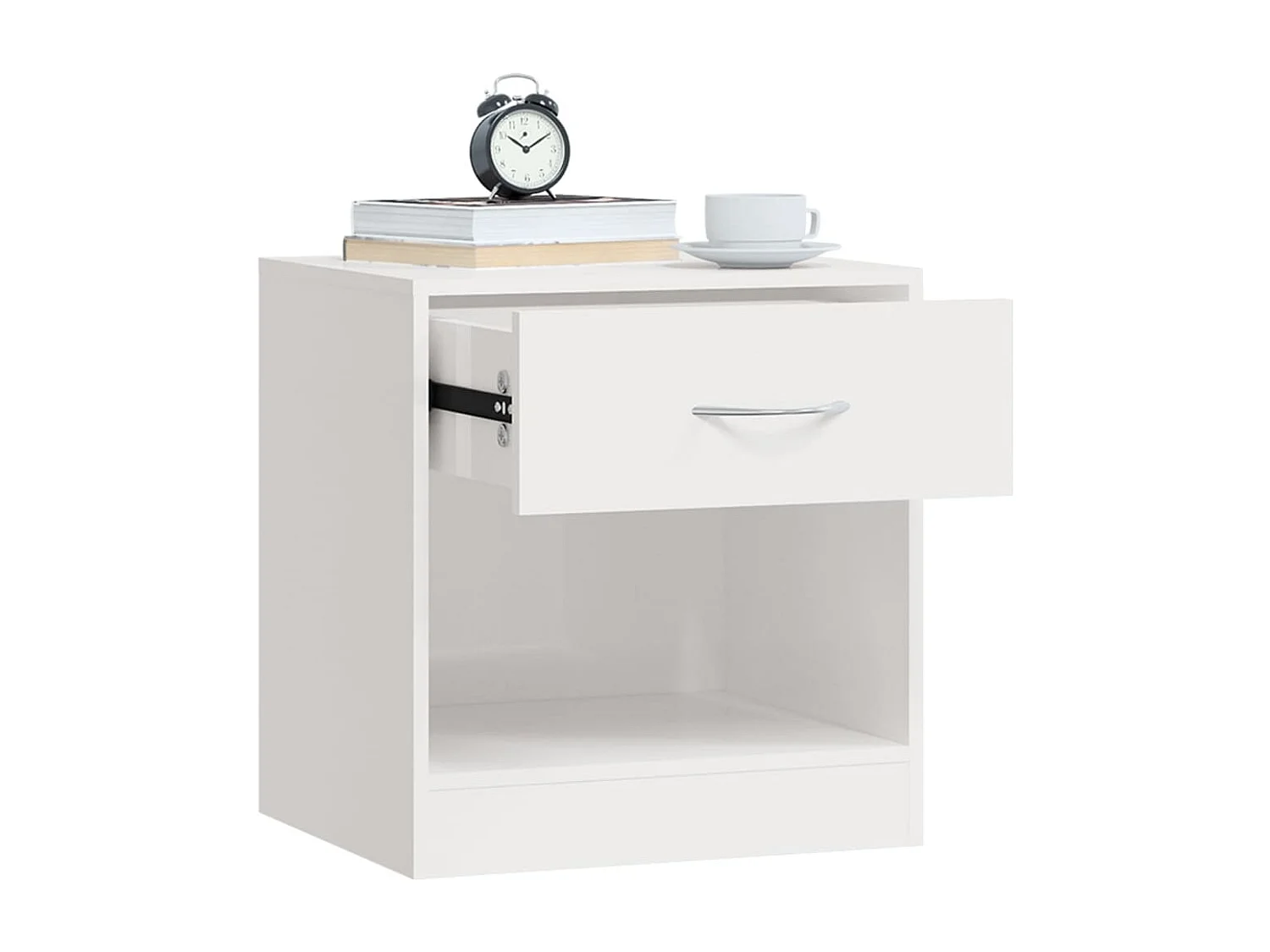 Comodini 2 pz con Cassetto in Bianco Lucido
