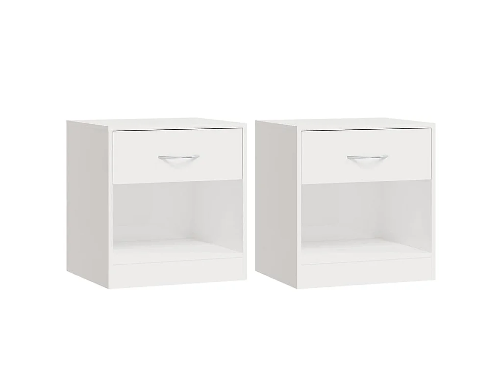 Tables de chevet 2 pcs avec tiroir Blanc brillant