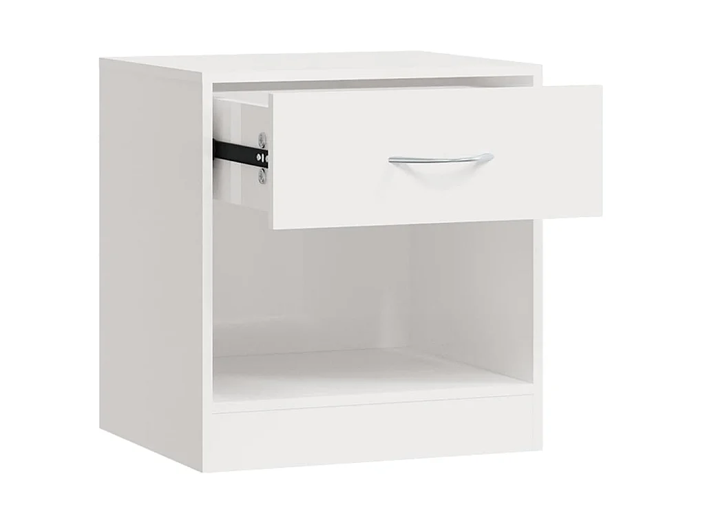 Tables de chevet 2 pcs avec tiroir Blanc brillant