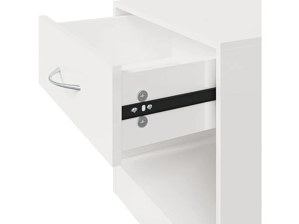 Tables de chevet 2 pcs avec tiroir Blanc brillant
