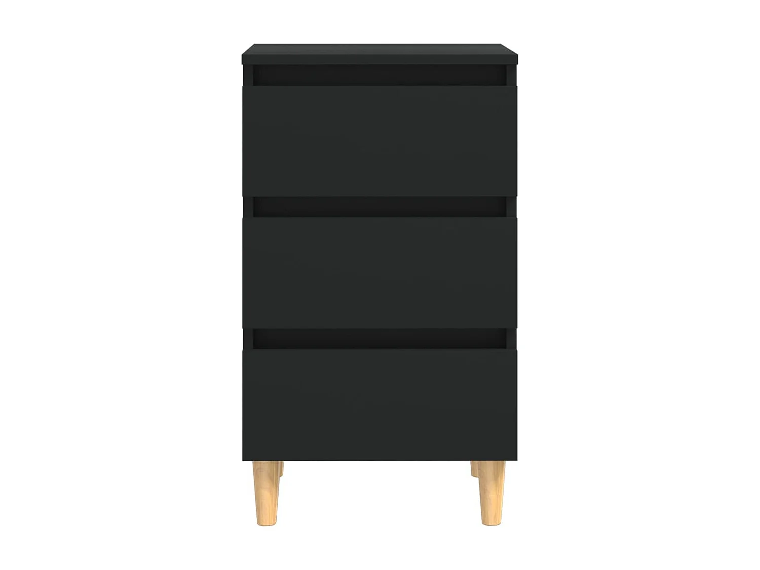 Nachttisch mit Massivholz-Beinen Schwarz 40x35x69 cm