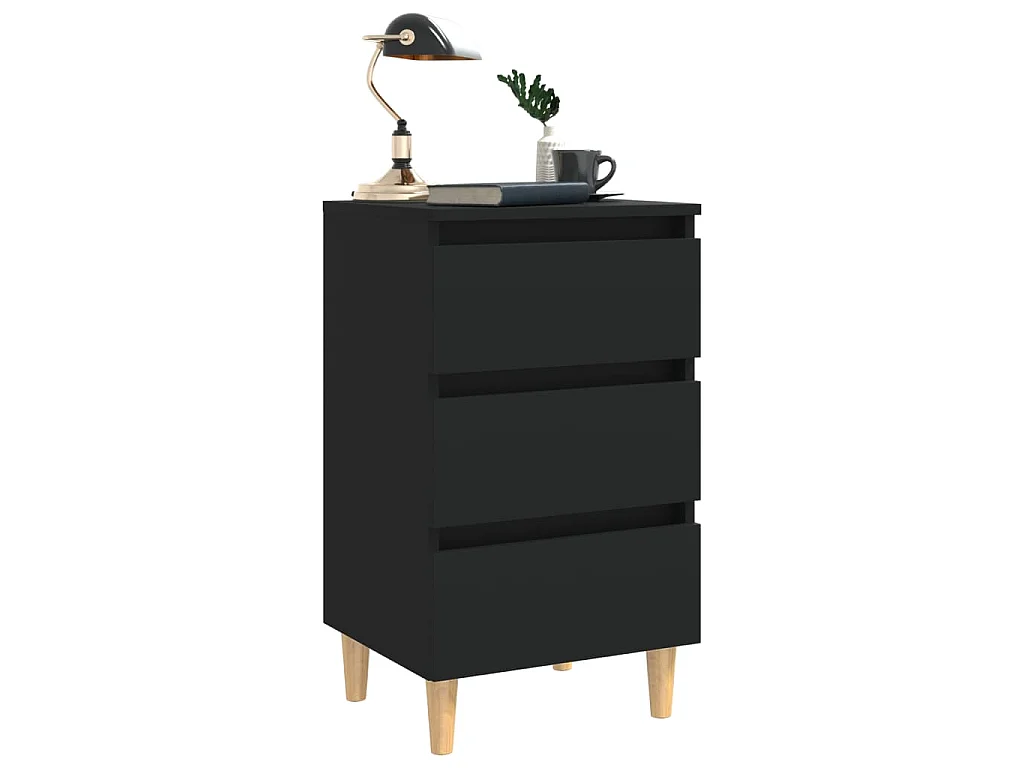 Table de chevet avec pieds en bois noir 40x35x69 cm