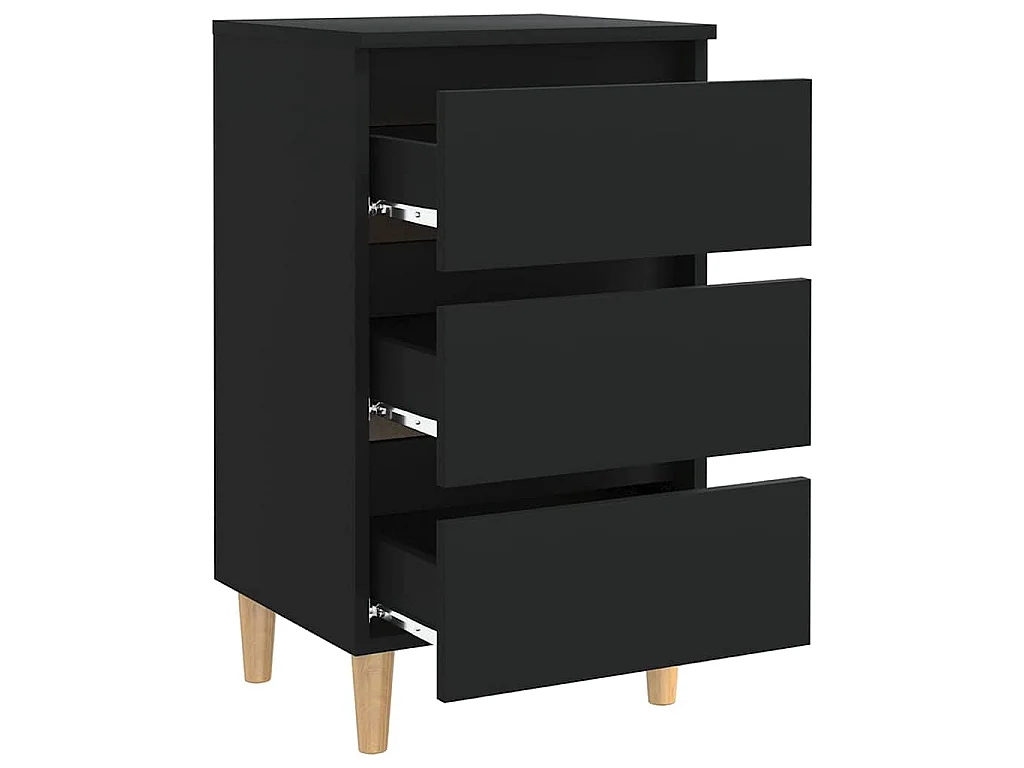 Table de chevet avec pieds en bois noir 40x35x69 cm