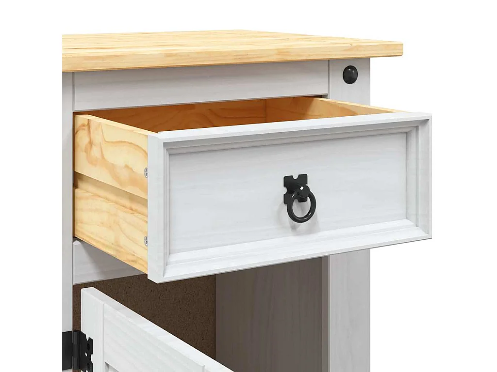 Table de chevet Gamme Corona pin mexicain Blanc 53x39x67 cm