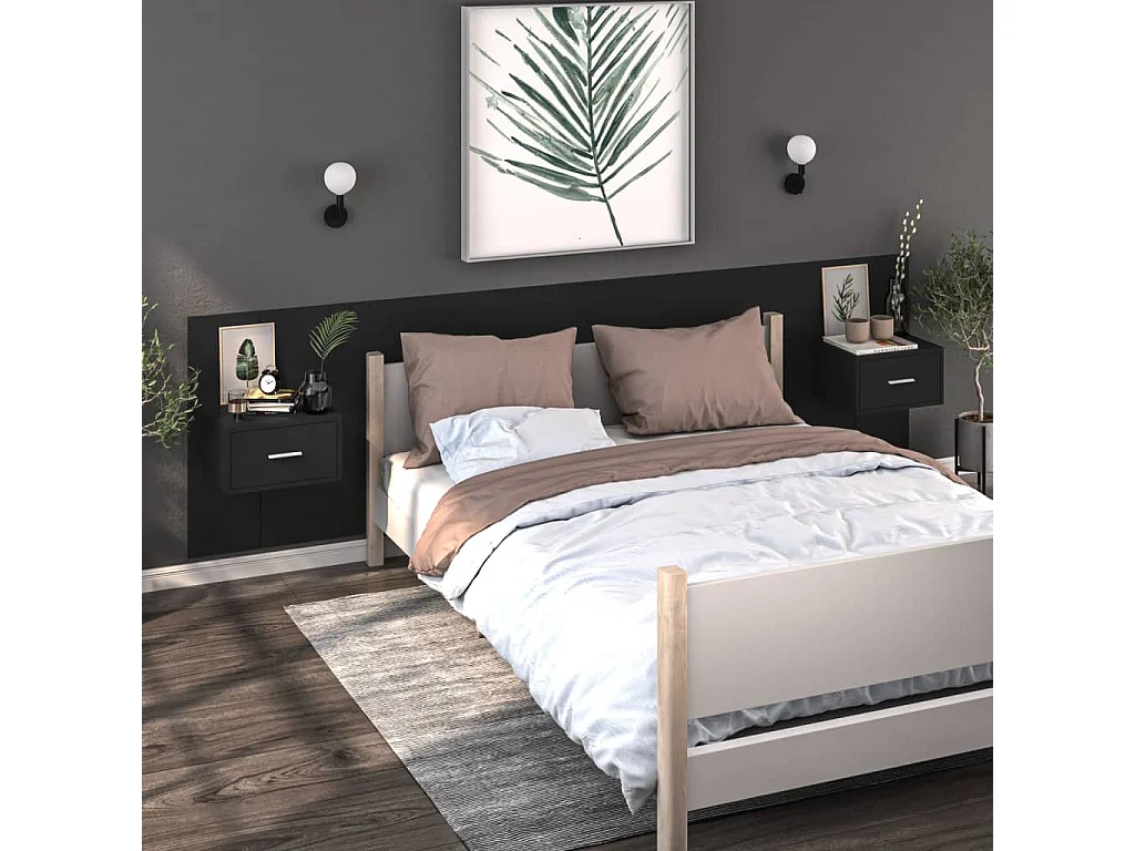 Wand-Nachttische 2 Stk. Schwarz