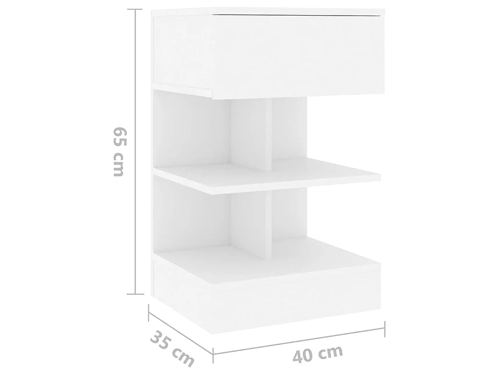 Nachtkastjes 2 st 40x35x65 cm bewerkt hout wit