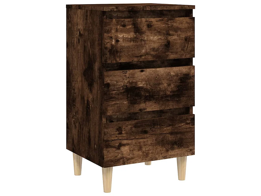 Tables de chevet et pieds en bois 2 pcs Chêne fumé 40x35x69 cm