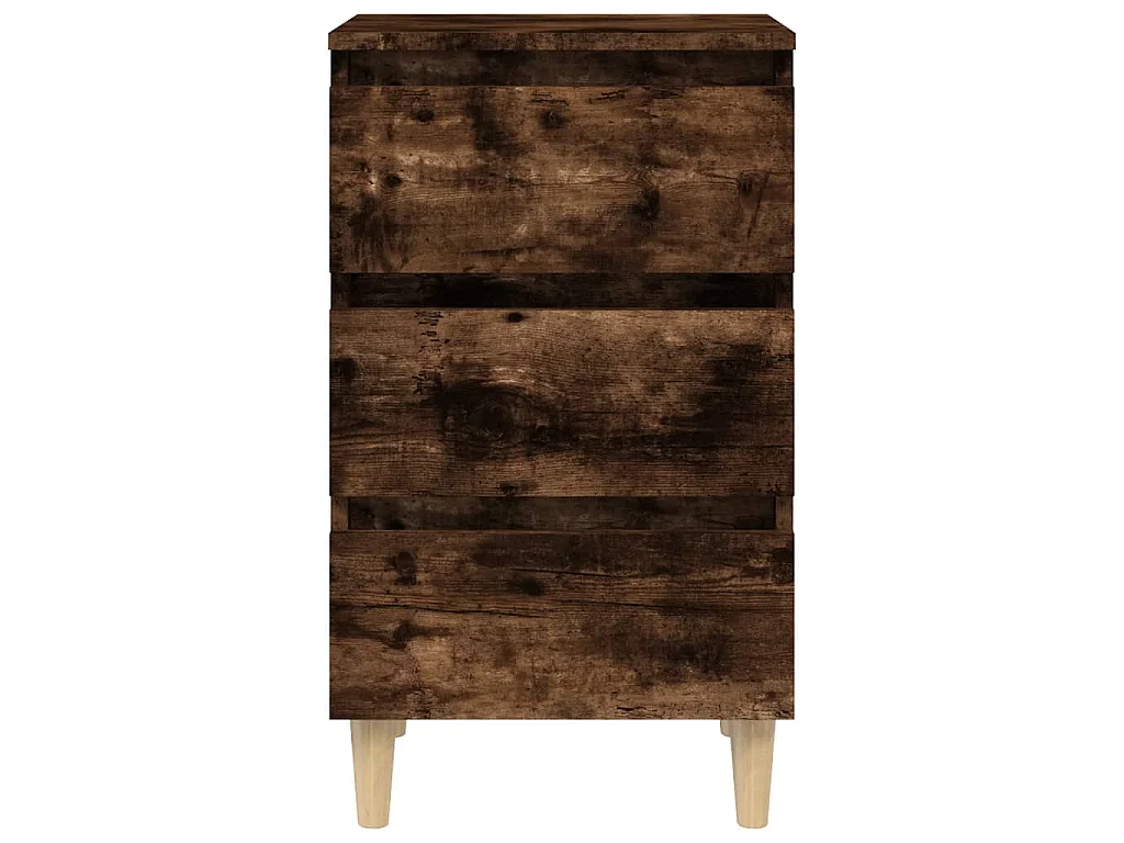 Tables de chevet et pieds en bois 2 pcs Chêne fumé 40x35x69 cm