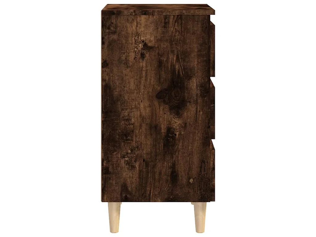 Tables de chevet et pieds en bois 2 pcs Chêne fumé 40x35x69 cm