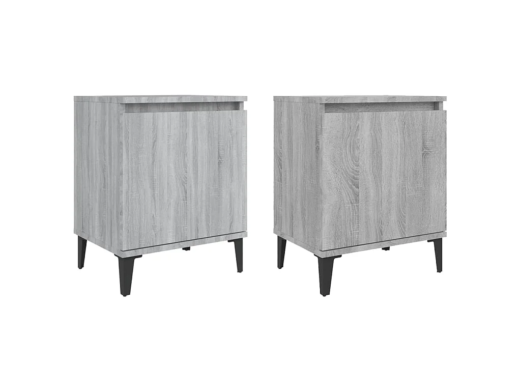 Tables de chevet avec pieds en métal sonoma gris 40x30x50 cm