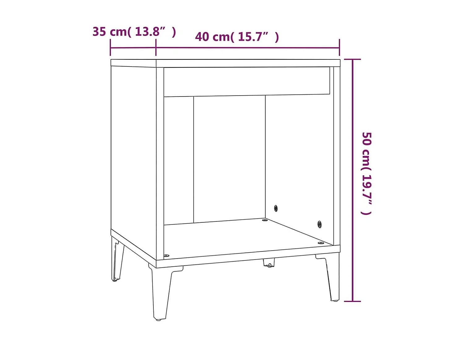 Nachtkastjes 2 st 40x35x50 cm betongrijs
