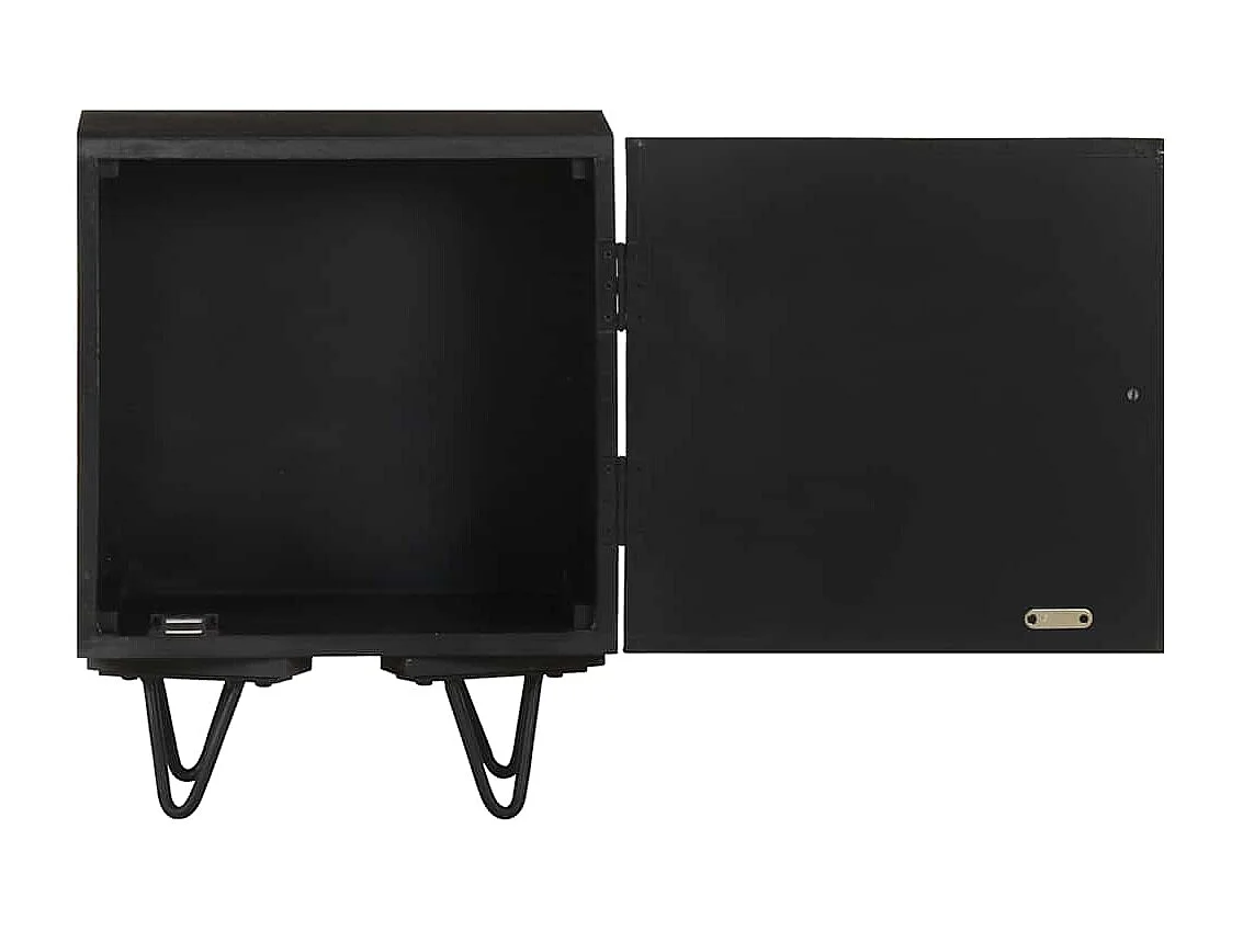 Nachttisch mit Messing-Front 40x30x50 cm Massivholz Mango