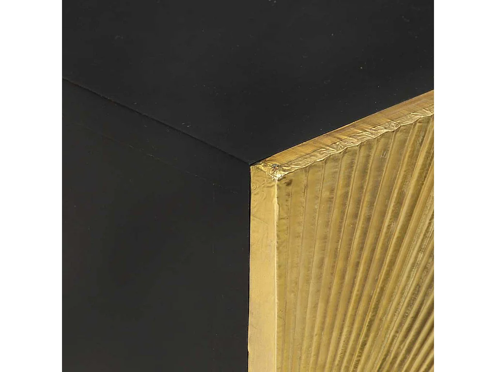 Table de chevet avec front en laiton 40x30x50cm Manguier massif