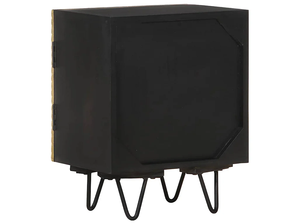 Comodino con Frontale in Ottone 40x30x50cm in Massello di Mango