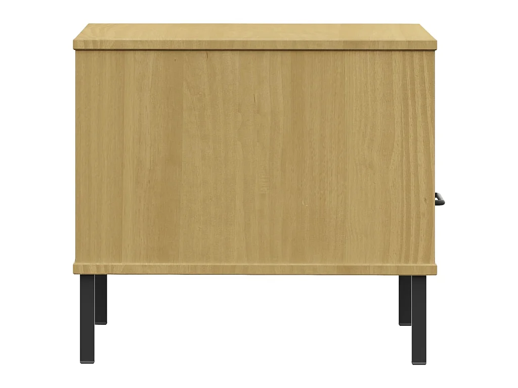 Comodino con Gambe in Metallo Marrone Legno Massello Pino OSLO