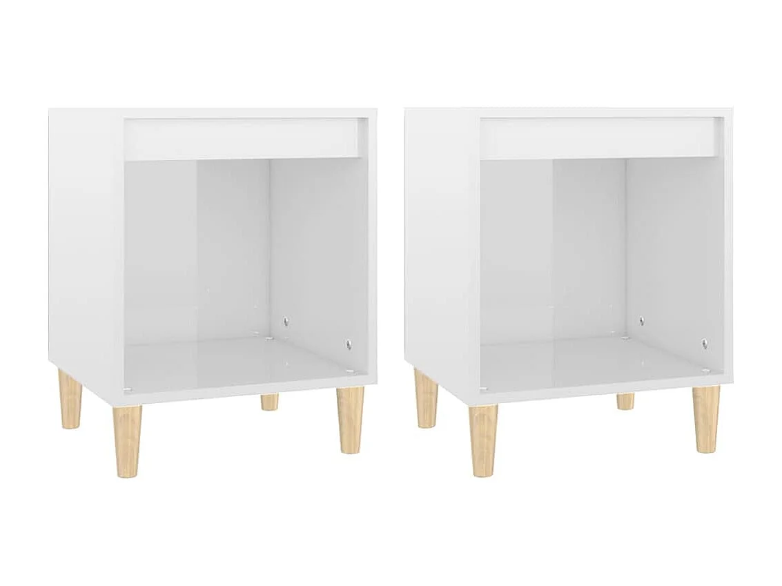 Tables de chevet 2 pcs Blanc brillant 40x35x50 cm