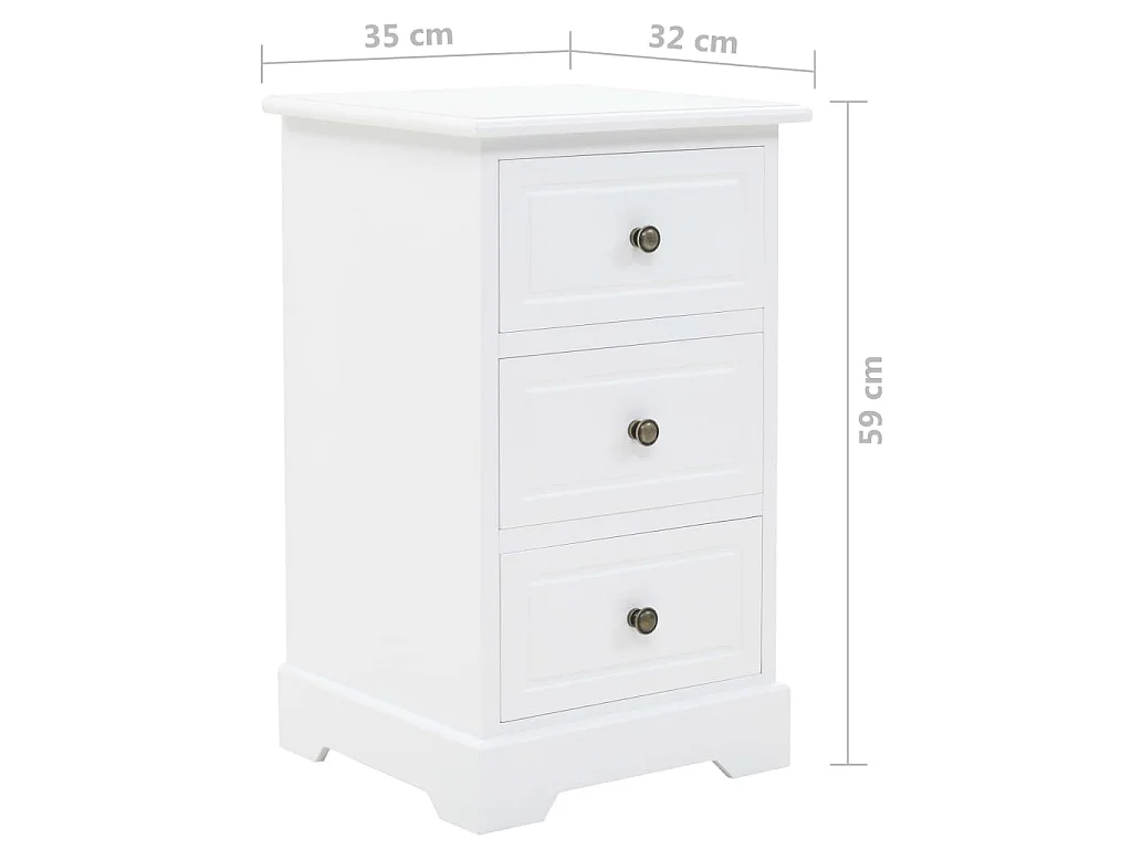 Mesita de noche MDF y madera de pino 35x32x59 cm