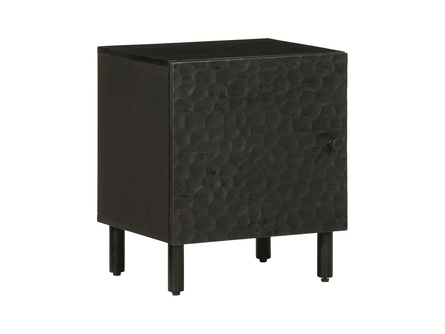 Table de chevet noir 40x33x46 cm bois de manguier solide