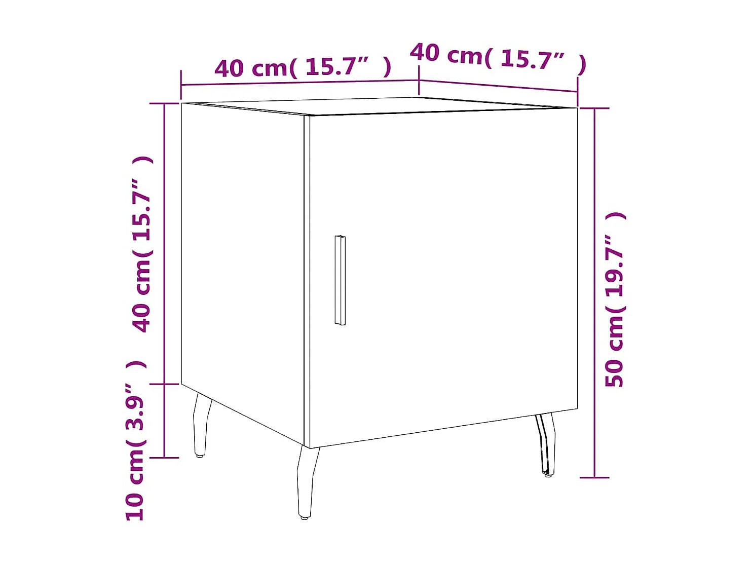 Tables de chevet 2 pcs blanc 40x40x50 cm bois d’ingénierie