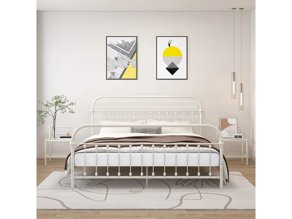 Mesas de cabeceira 2 pcs metal branco e vidro transparente