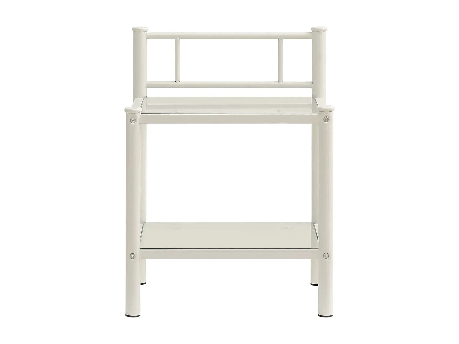 Mesas de cabeceira 2 pcs metal branco e vidro transparente