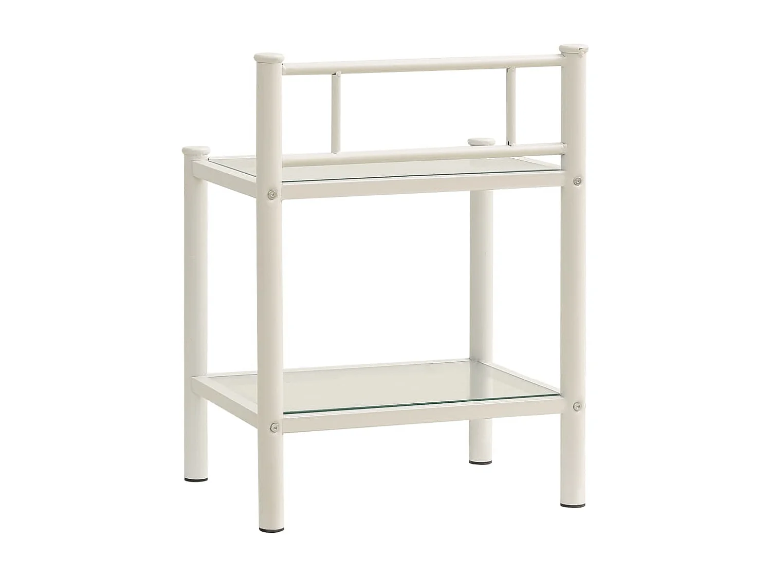 Mesas de cabeceira 2 pcs metal branco e vidro transparente