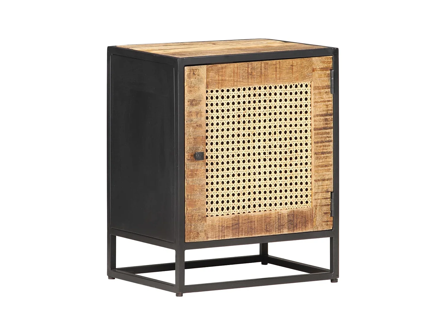 Nachttisch 40x30x50 cm Raues Mangoholz und Wiener Geflecht
