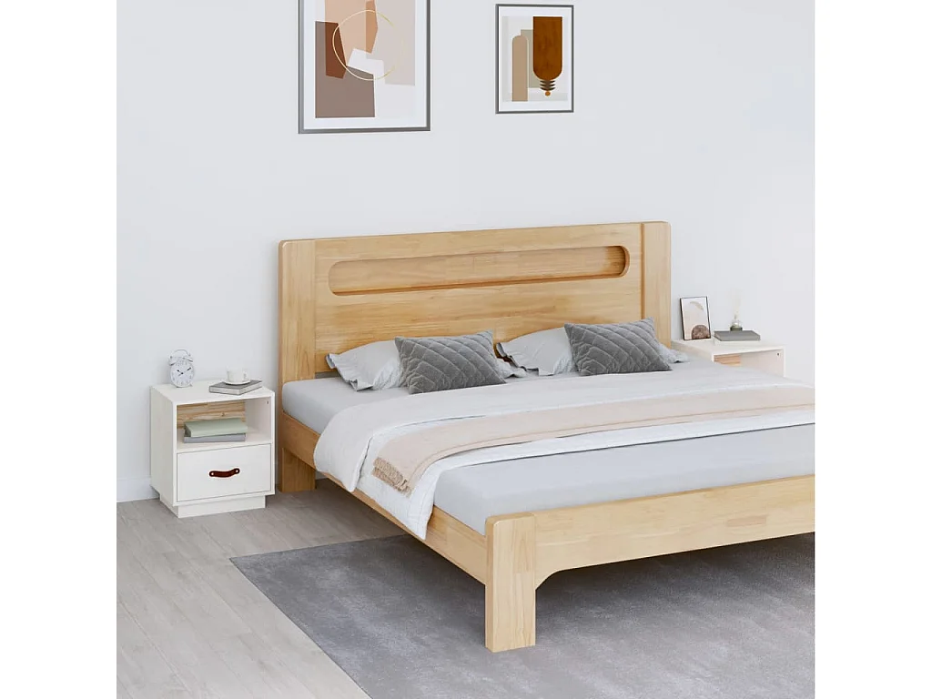 Tables de chevet 2 pcs Blanc 40x34x45 cm Bois de pin massif