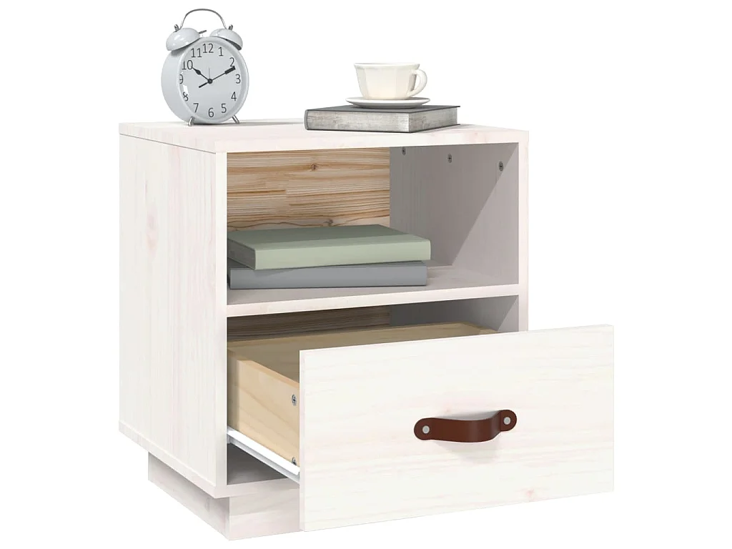 Tables de chevet 2 pcs Blanc 40x34x45 cm Bois de pin massif