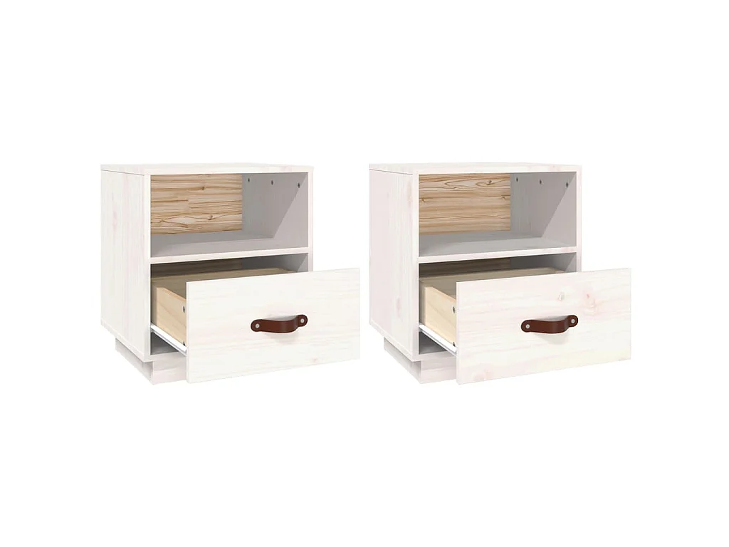 Tables de chevet 2 pcs Blanc 40x34x45 cm Bois de pin massif