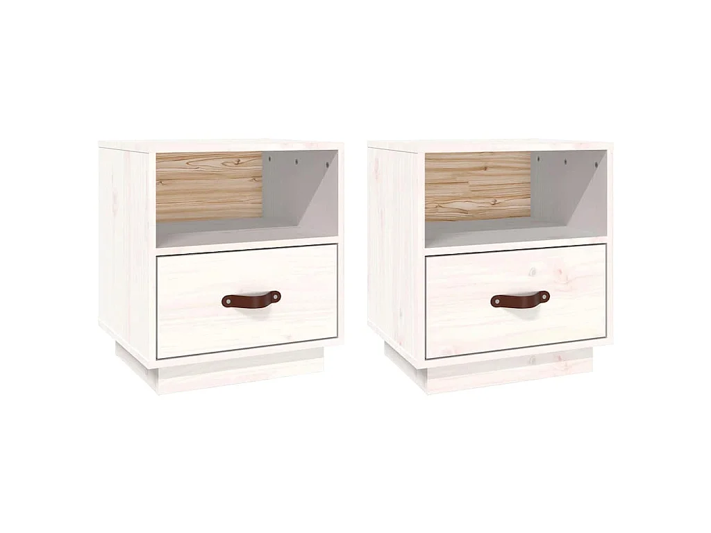 Tables de chevet 2 pcs Blanc 40x34x45 cm Bois de pin massif