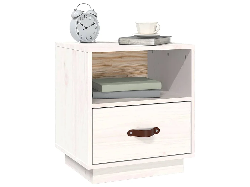 Tables de chevet 2 pcs Blanc 40x34x45 cm Bois de pin massif