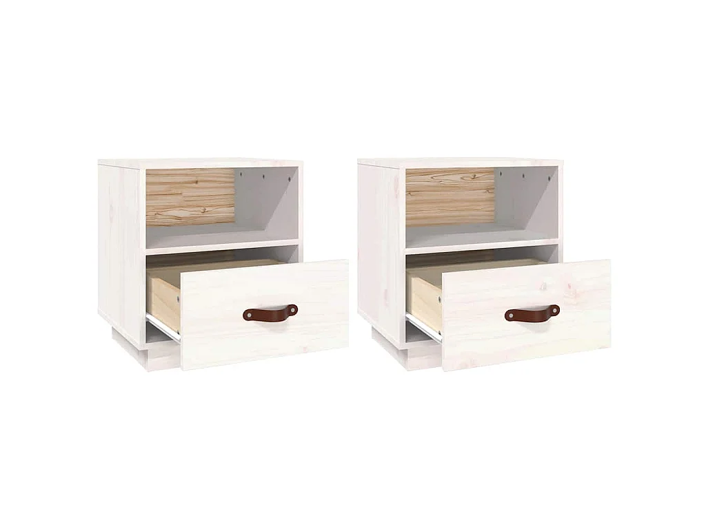 Tables de chevet 2 pcs Blanc 40x34x45 cm Bois de pin massif