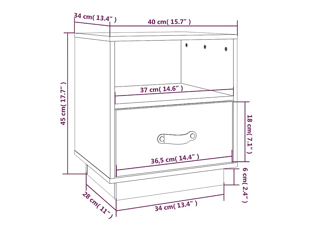 Tables de chevet 2 pcs Blanc 40x34x45 cm Bois de pin massif