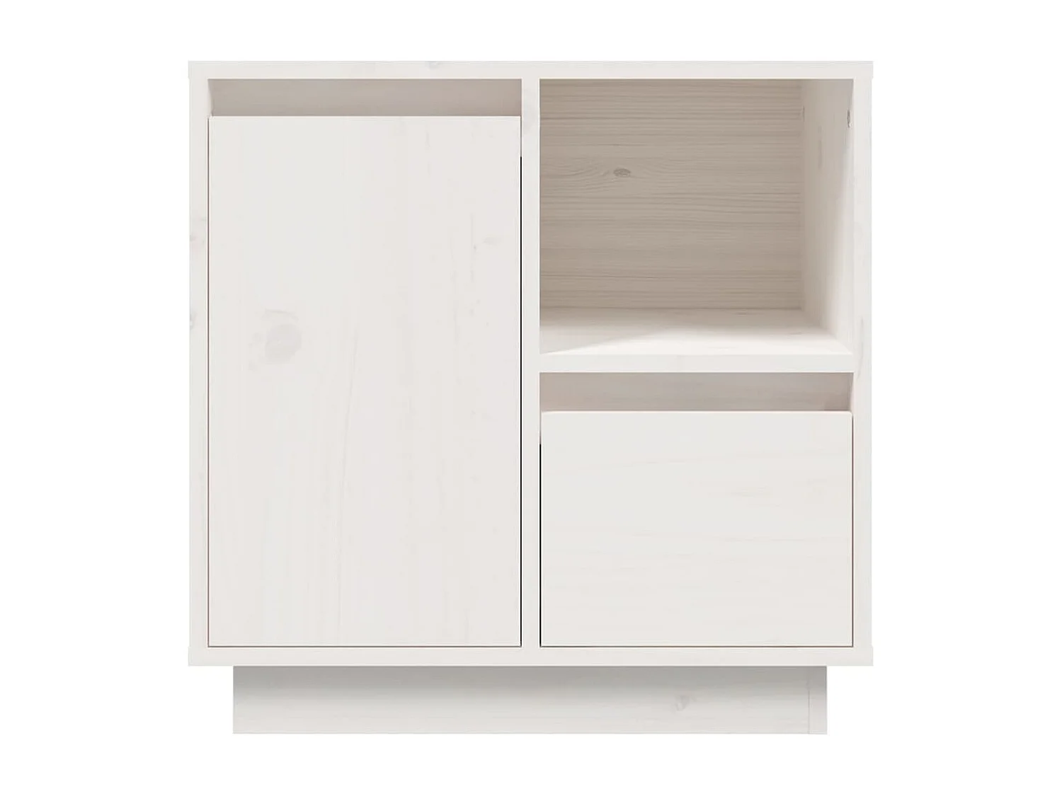 Comodino Bianco 50x34x50 cm in Legno Massello di Pino