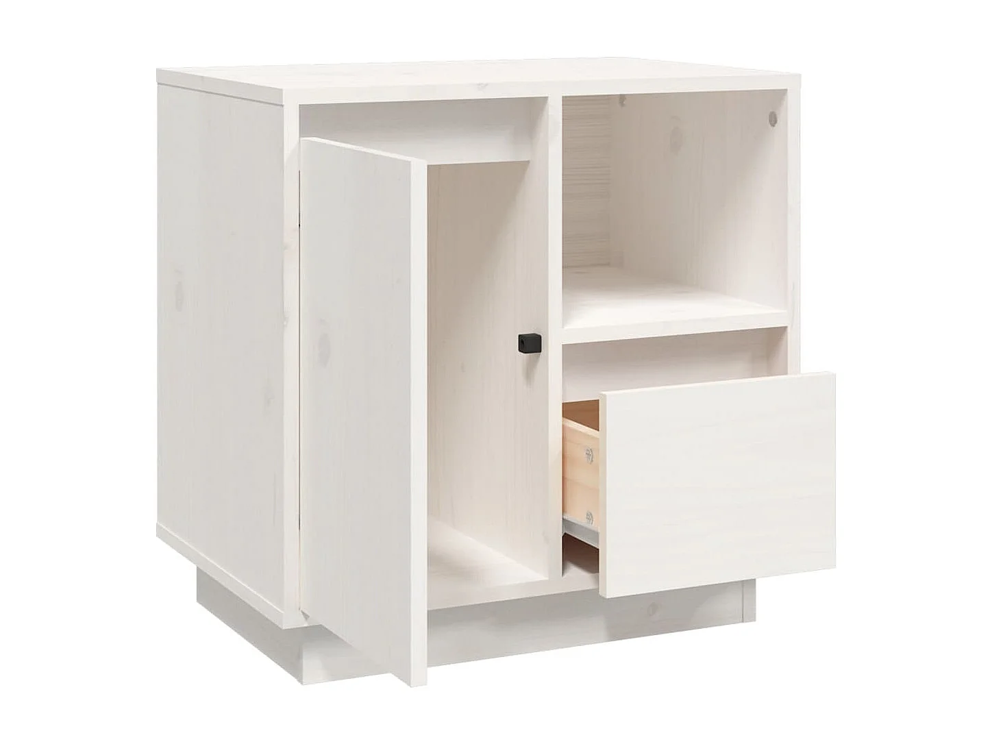 Comodino Bianco 50x34x50 cm in Legno Massello di Pino