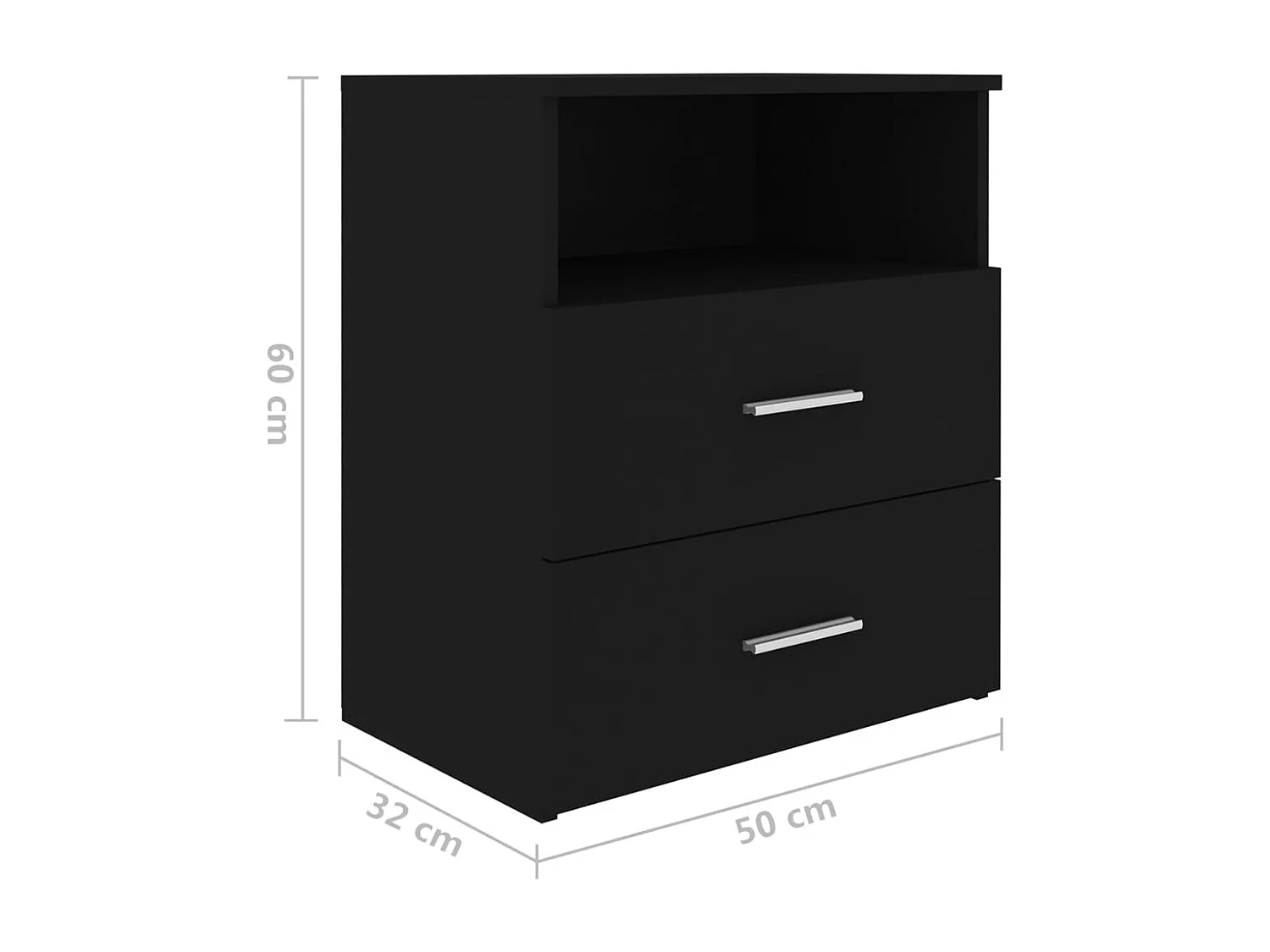 Comodino Nero 50x32x60 cm