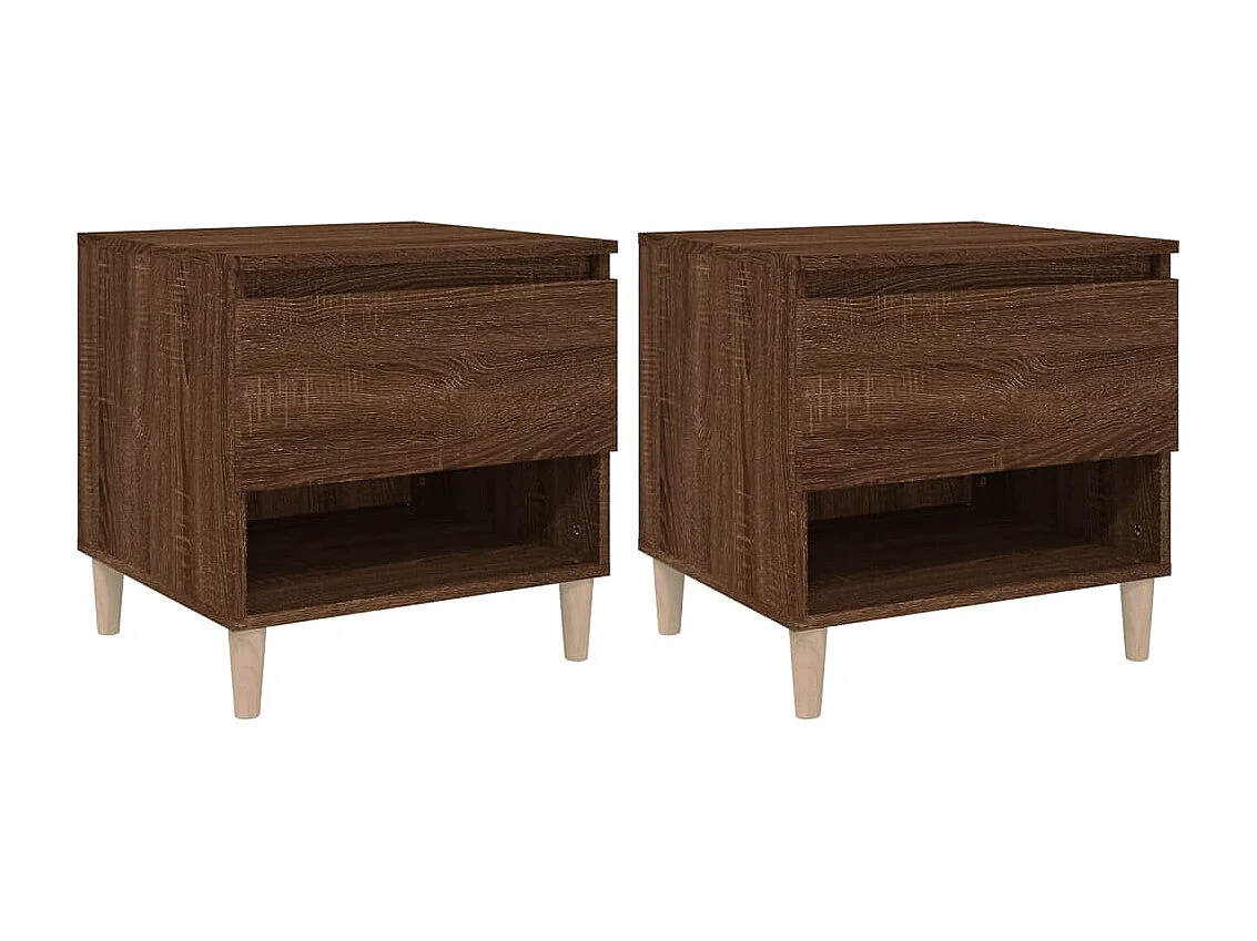 Nachtkastjes 2 st 50x46x50 cm bewerkt hout bruin eikenkleur