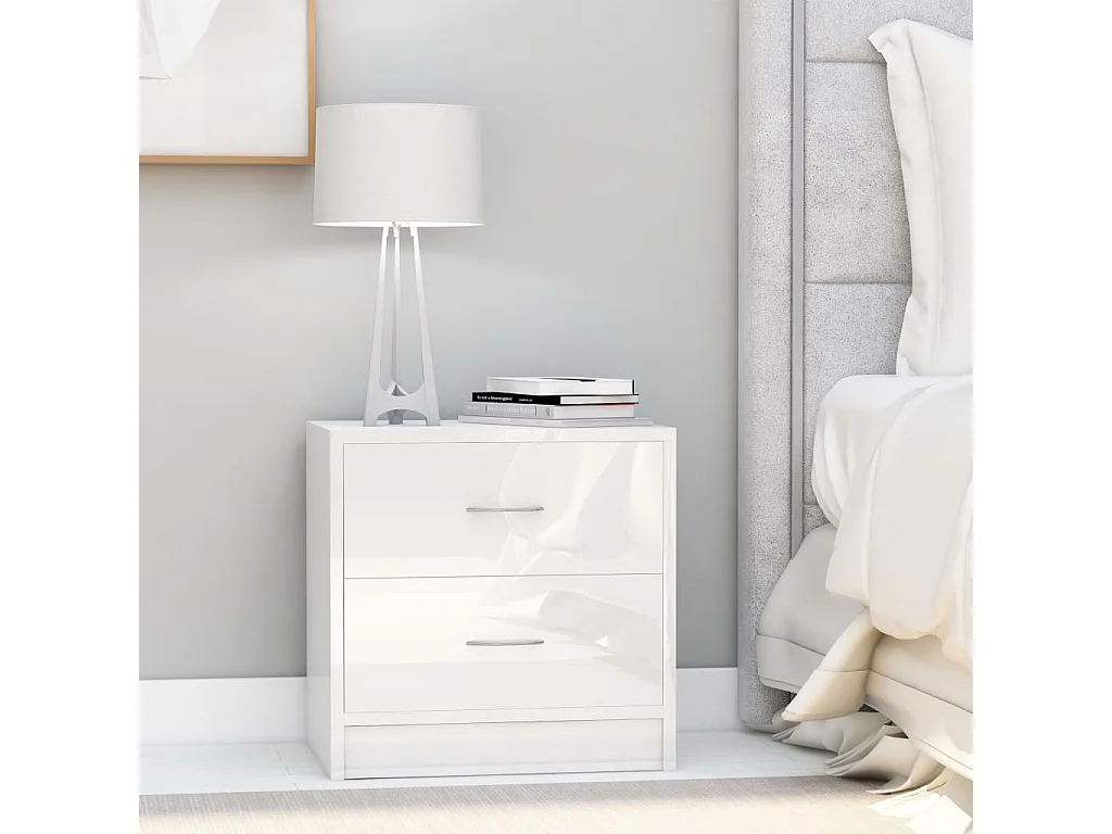 Mesa de cabeceira derivados de madeira branco brilhante