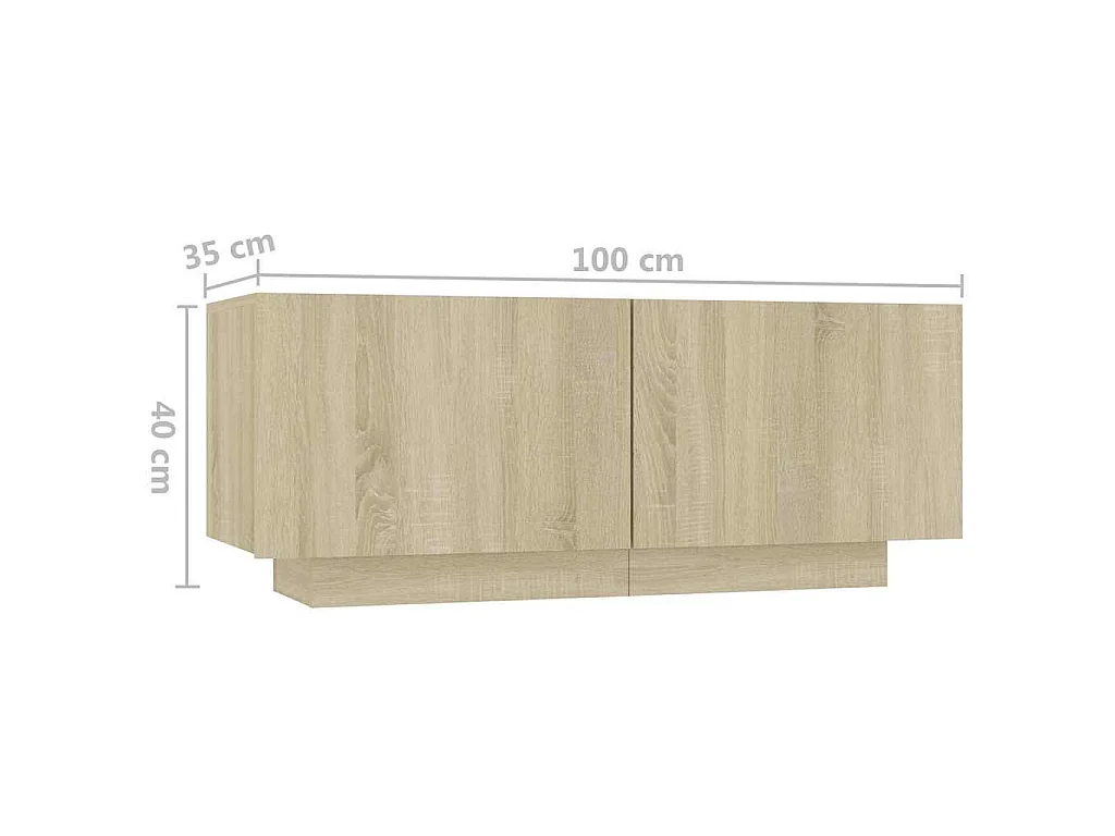 Comodino Rovere Sonoma 100x35x40 cm in Legno Multistrato