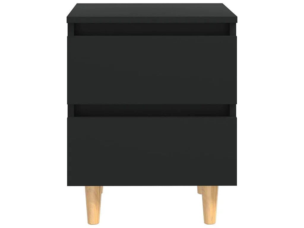 Tables de chevet avec pieds en pin 2 pcs Noir 40x35x50 cm