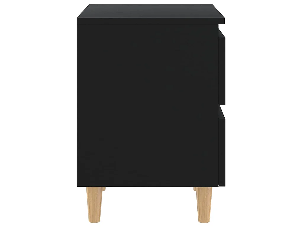 Tables de chevet avec pieds en pin 2 pcs Noir 40x35x50 cm
