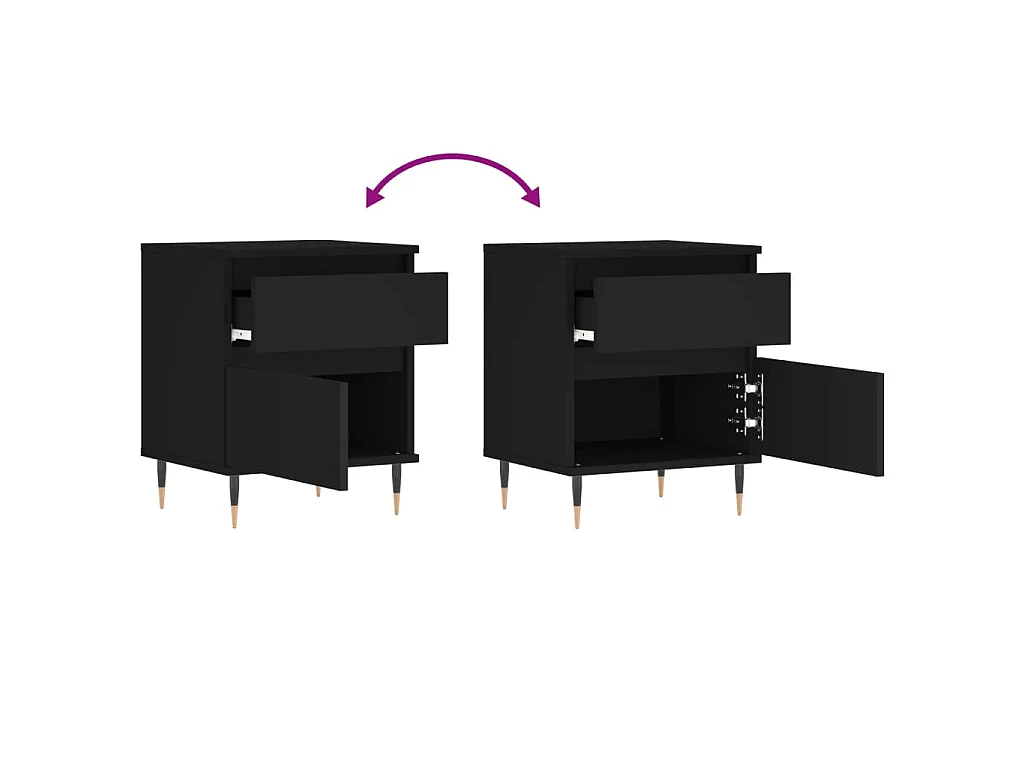 Nachttische 2 Stk. Schwarz 40x35x50 cm Holzwerkstoff